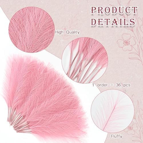 U-LIAN 36PCS Pink Artificial Pampas Grass Decor