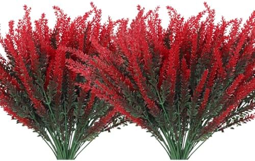 RECUTMS Artificial Lavender Flowers Bouquet 12 PCS Red
