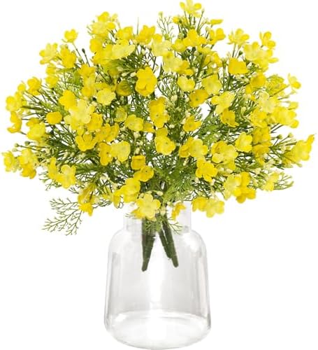 Uqueeten Artificial Hydrangea Flowers Yellow 4pcs Outdoor Indoor Decor