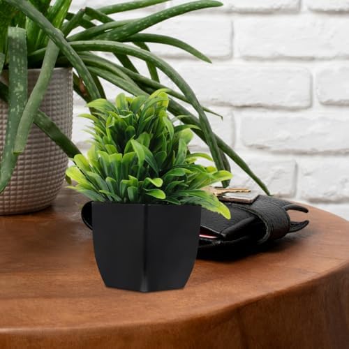 BESTYASH 4Pcs Small Faux Greenery in Black Pots Realistic Artificial Plants for Indoor Decor