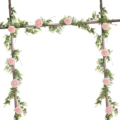 homEdge Artificial Boxwood Garland 2 Pack 6 Ft Hanging Decor