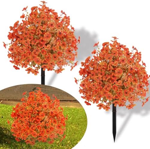 Set of 2 Artificial Fall Topiary Balls for Outdoor Decor