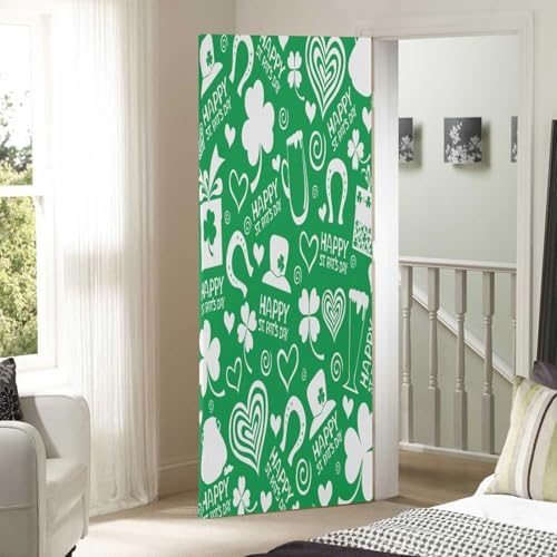 Susiyo Green Clover Halloween Door Cover Stretch Fabric Door Decoration for Home Party Holidays