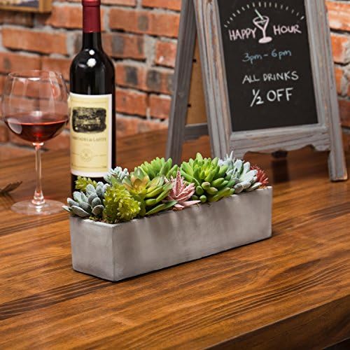 MyGift Faux Succulent Arrangement in 12-Inch Gray Cement Pot