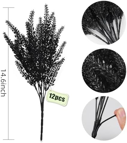 RECUTMS 12 Pcs Artificial Lavender Bouquets UV Resistant Fake Flowers for Home Decor