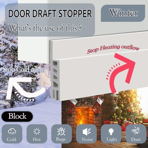 2 Pack Door Draft Stoppers for Bottom of Door 39 Inch White Silicone Weather Stripping Door Seal