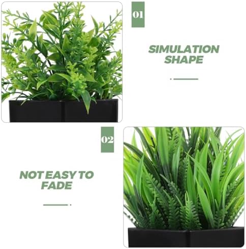 BESTYASH 4Pcs Small Faux Greenery in Black Pots Realistic Artificial Plants for Indoor Decor