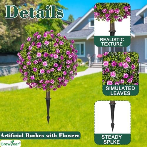 Grewyear Artificial Topiary Ball with Ground Spike Set of 2