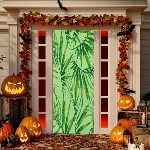Susiyo Watercolor Chaotic Palm Green Door Cover Xmas Decor