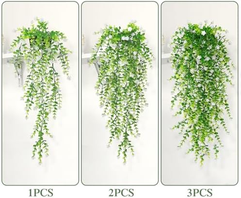 SOMYTING Artificial Hanging Eucalyptus Plants 6PCS White