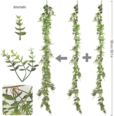 homEdge Artificial Boxwood Garland 2 Pack 6 Ft Hanging Decor
