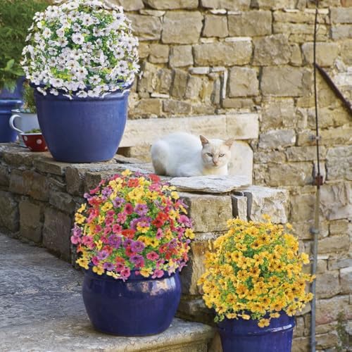 Artificial Flower Garden Stake 24 Multicolor UV Resistant Plastic Faux Greenery