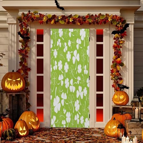 Susiyo Green Clover Halloween Door Cover 32x79 in