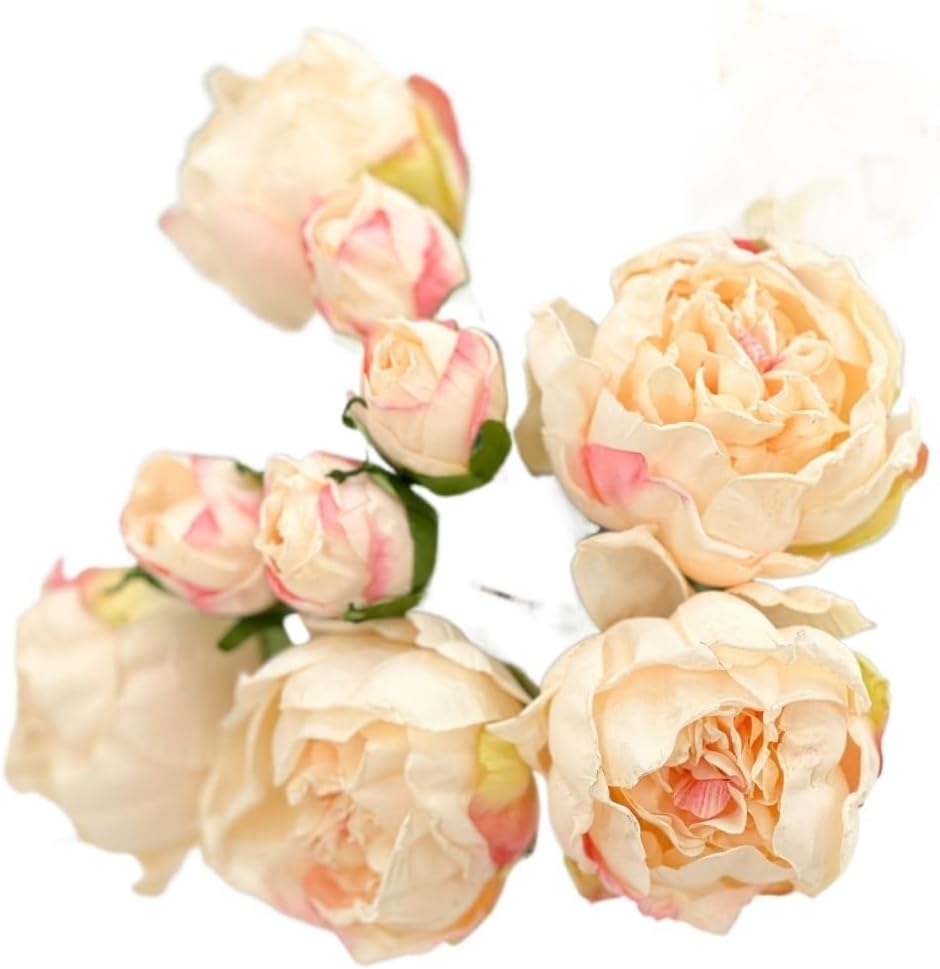 Unique 10 Stems Cream Artificial Wedding Flowers Dried Pink Peonies for Home Decoration Gifts Decor
