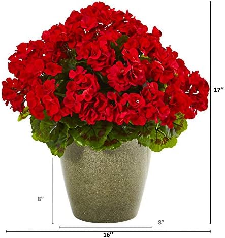 Nearly Natural 17in Geranium Artificial Plant UV Resistant