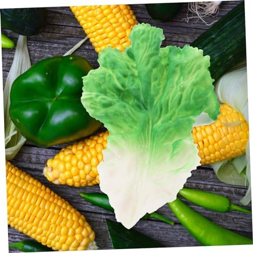 Magiclulu 5 Pcs Realistic Lettuce Leaf Props for Home Kitchen Decoration