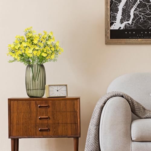 Uqueeten Artificial Hydrangea Flowers Yellow 4pcs Outdoor Indoor Decor