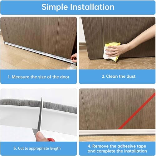 1 PCS Door Draft Stopper with Brush - 2 W x 39 L White