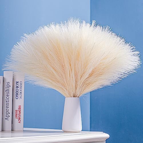 10 Stems Faux Pampas Grass - 177 Inch Artificial Decor for Boho Home