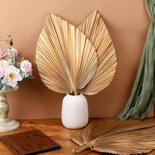 4 Pcs Large Gold Dried Palm Leaves Decor