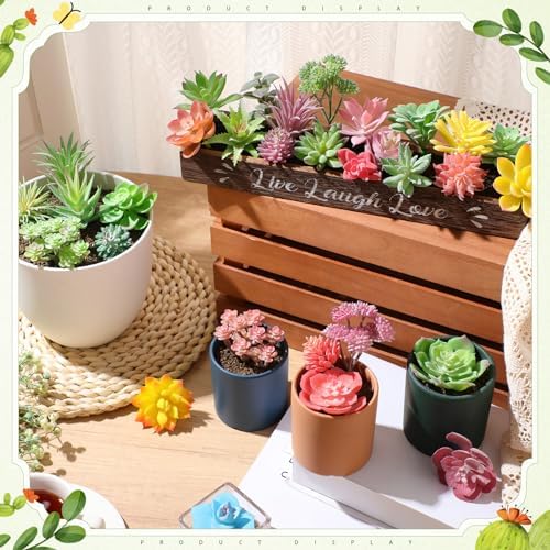 Jutom 32 Pieces Mini Artificial Succulents