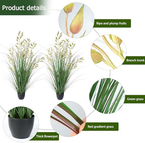 Silk Plants 2Pcs Tall Artificial Grass in Pot Decoration