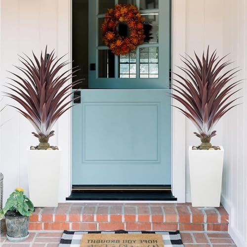 36FT Artificial Red Agave Plant with White Pot