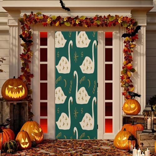 Susiyo Swans Halloween Door Cover 32x79 in