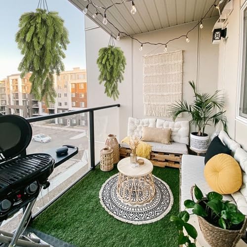 RECUTMS 2Pcs Artificial Christmas Teardrop Pine Needle Hanging Swag for Front Door Wall Home Decor