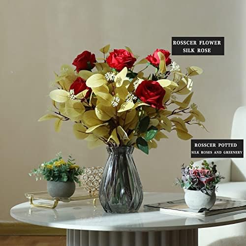 12Pcs Artificial Eucalyptus Stems with Silk Leaves and Berries