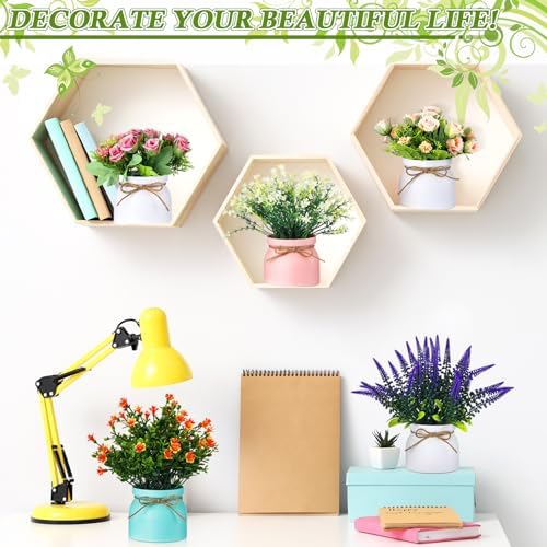 9 Pcs Artificial Pot Flowers with Vase Table Decor