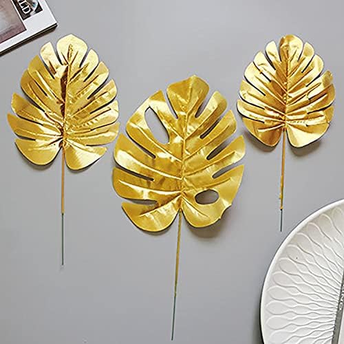 30PCS Artificial Golden Leaves Tropical Palm Faux Plants for Decor