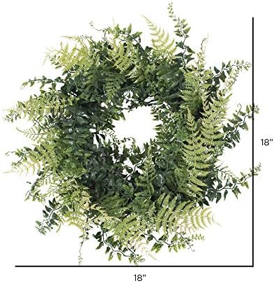 Vickerman 18 Inch Artificial Green Buckler Fern Wreath