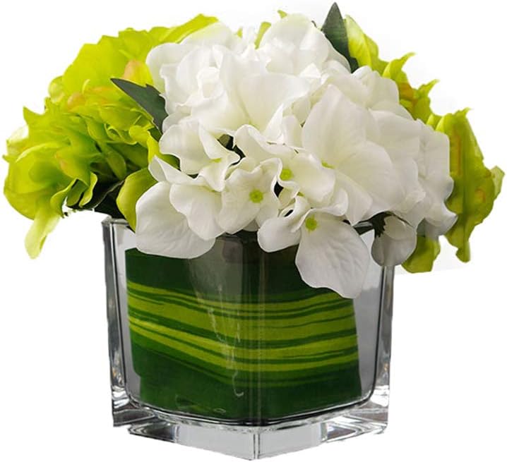 Artificial Flowers in Glass Vase Mini Potted Plant for Home Wedding Decor