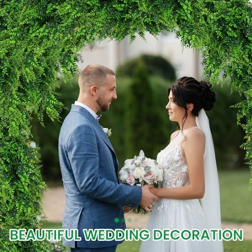 Lyrow 6 Pcs Artificial Hanging Plants 32 Inch Fake Boston Ferns Plastic Faux Decor