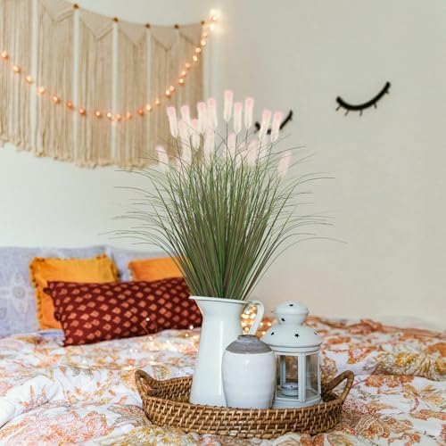 Artificial Grass Plants 12 Bunches Purple Pink Plush Wheat Grass for Indoor Outdoor Decor