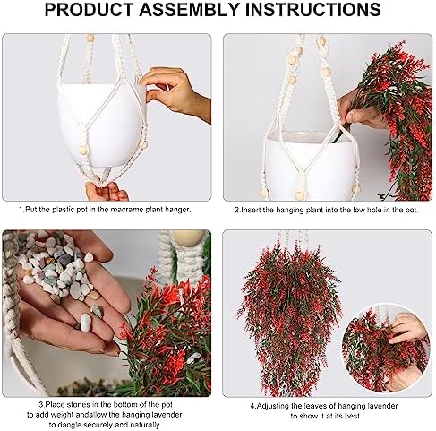 RECUTMS Artificial Lavender Hanging Plant with Pot
