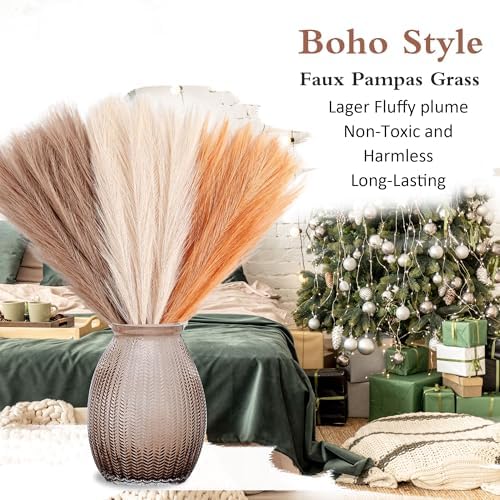 Acfruits 30 Pcs Faux Pampas Grass 17 Inch Decor