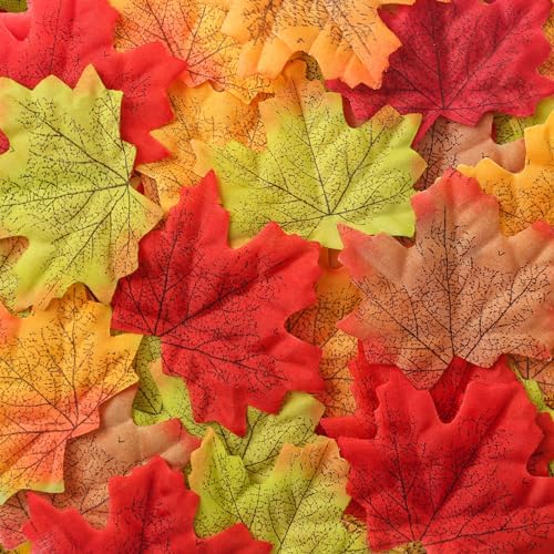 FUTUREPLUSX 500PCS Fake Maple Leaves Decorations