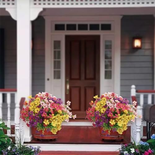 Vopie Artificial Flowers 12 Bundle UV Resistant Fake Silk Plants