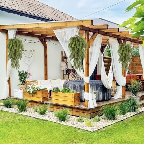 RECUTMS 2Pcs Artificial Christmas Teardrop Pine Needle Hanging Swag for Front Door Wall Home Decor