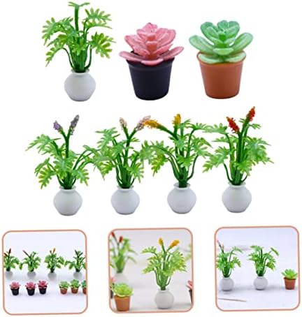 GLEAVI 7Pcs Miniature Succulent Plants Realistic Micro Potted Greenery for Home Desktop and Dollhouse Decor