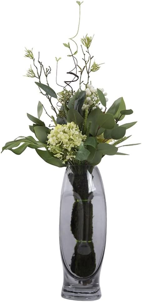 Artificial Eucalyptus Bouquet with Glass Vase for Home Office Bedroom
