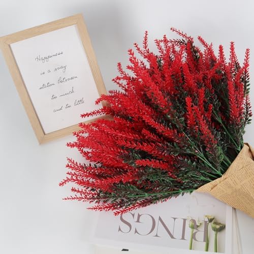 RECUTMS Artificial Lavender Flowers Bouquet 12 PCS Red