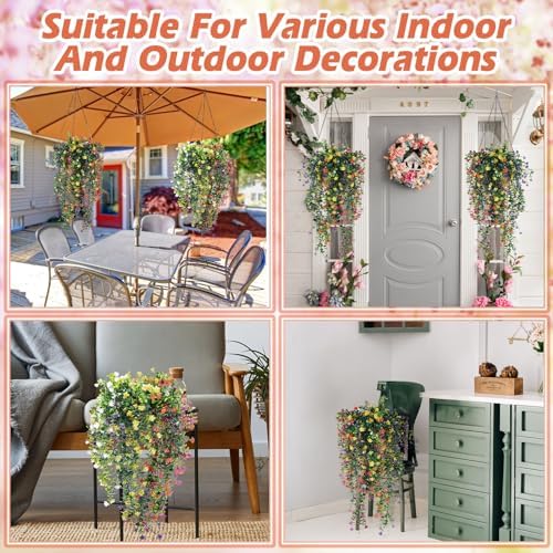 Hotop 6 Pcs Artificial Hanging Plants with Flowers