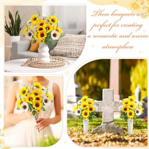 Giegxin 2 Bundle Artificial Sunflower Flowers for Grave Vase Centerpieces Decor