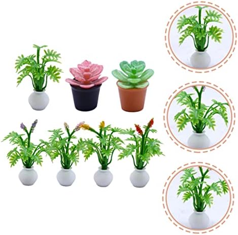 7Pcs Miniature Plants Realistic Bonsai Decor for Dollhouse and Mini Garden