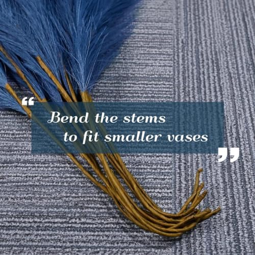 U-LIAN 12PCS Blue Faux Pampas Grass 24 Inch Decor