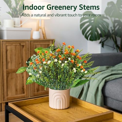 24 Bundles Outdoor Artificial Plants Fake Greenery