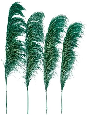 Teal Pampas Grass Decor Tall 4pcs Natural Dried Blue Floral with Aroma